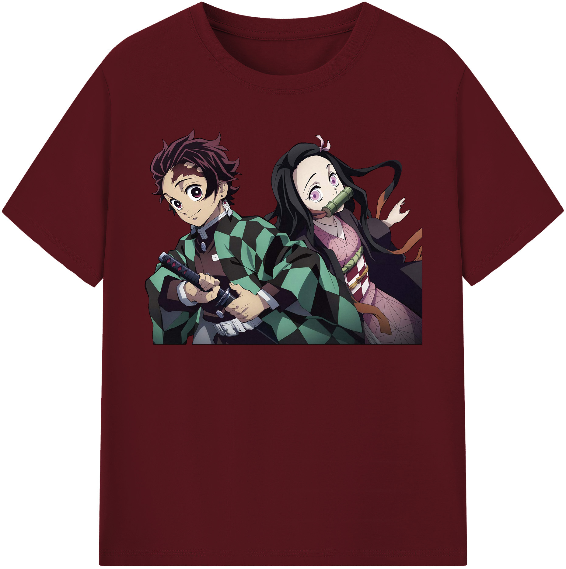 （画像用） 鬼滅の刃（きめつのやいば）竈門 禰󠄀豆子／かまど ねずこ Kamado Nezuko 綿100％半袖Tシャツ（フロントプリント）